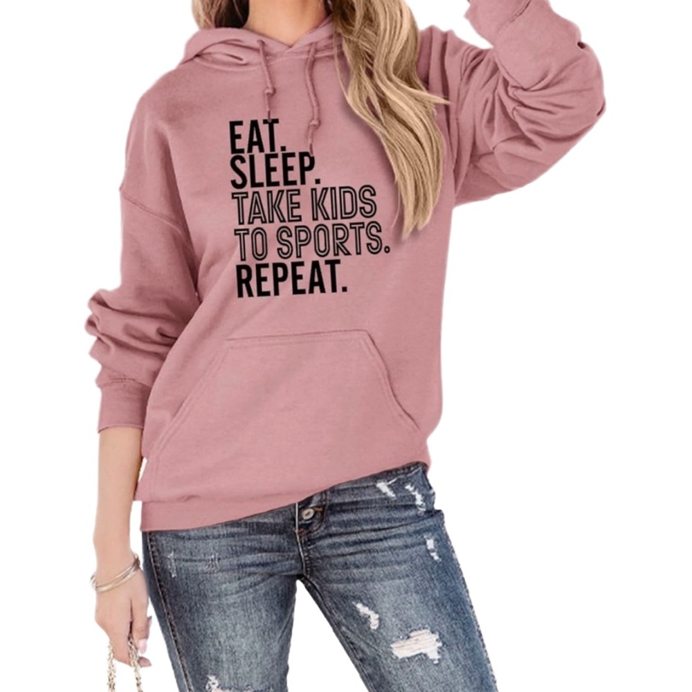 Sports Mom Medium Graphic Sweatshirt Womens Pink Hoodie pocket